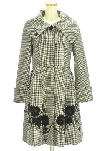 Lois CRAYON（ロイスクレヨン）の古着「花刺繍×千鳥格子柄ロングコート（コート）」大画像４へ