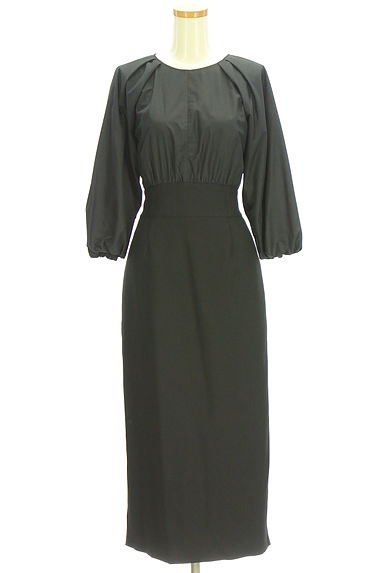 green label relaxing（グリーンレーベル リラクシング）の古着「ボリューム袖異素材切替ロングワンピース（ワンピース・チュニック）」大画像１へ