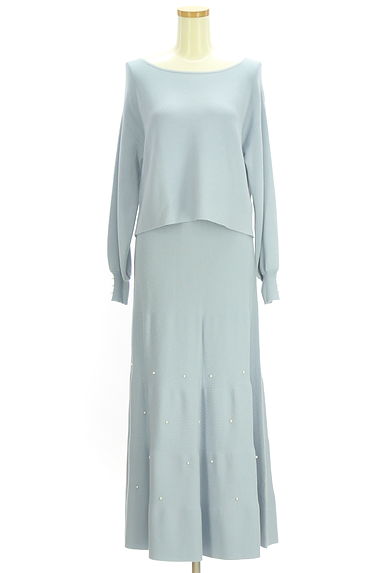 PROPORTION BODY DRESSING（プロポーションボディドレッシング）の古着「パール付きニットトップス×ロングスカート セットアップ（セットアップ（ジャケット＋スカート））」大画像１へ