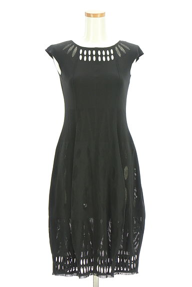 HIROKO BIS（ヒロコビス）の古着「メッシュ切替膝丈コクーンニットワンピ（ワンピース・チュニック）」大画像１へ