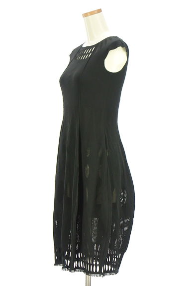 HIROKO BIS（ヒロコビス）の古着「メッシュ切替膝丈コクーンニットワンピ（ワンピース・チュニック）」大画像３へ