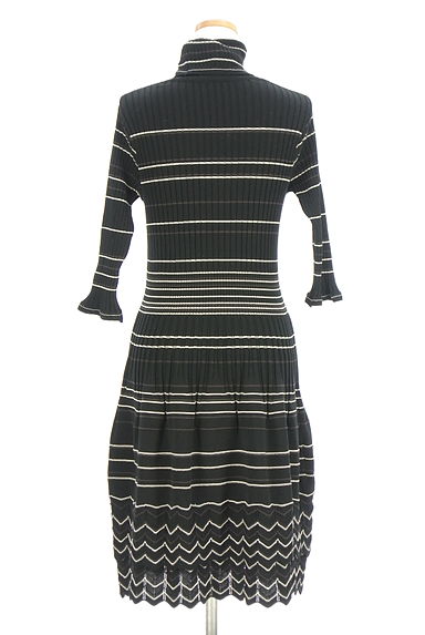 HIROKO BIS（ヒロコビス）の古着「+RICO HIROKO BIS ボーダー膝丈ニットワンピ（ワンピース・チュニック）」大画像２へ