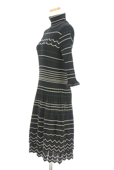 HIROKO BIS（ヒロコビス）の古着「+RICO HIROKO BIS ボーダー膝丈ニットワンピ（ワンピース・チュニック）」大画像３へ