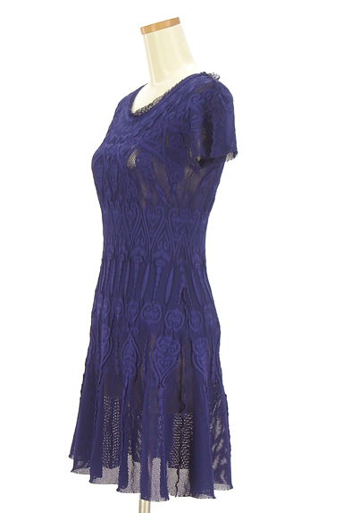 クリックで大画像表示 HIROKO BIS(ヒロコビス)の古着「+RICO HIROKO BIS ダマスク柄編みメッシュニットワンピース(ワンピース・チュニック)」大画像3へ