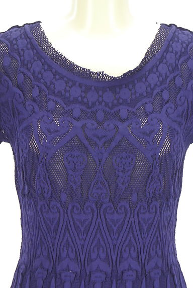 クリックで大画像表示 HIROKO BIS(ヒロコビス)の古着「+RICO HIROKO BIS ダマスク柄編みメッシュニットワンピース(ワンピース・チュニック)」大画像4へ