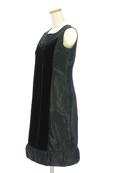 HIROKO BIS（ヒロコビス）の古着「ベロア切替膝丈フレアワンピース（ワンピース・チュニック）」大画像３へ