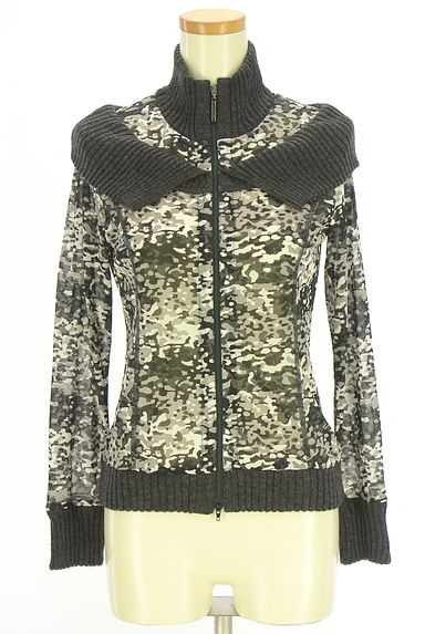 HIROKO BIS（ヒロコビス）の古着「迷彩柄ジップアップシアーニットカーディガン（カーディガン・ボレロ）」大画像１へ