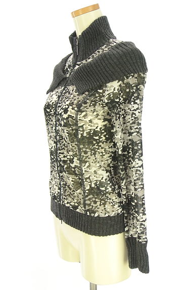 HIROKO BIS（ヒロコビス）の古着「迷彩柄ジップアップシアーニットカーディガン（カーディガン・ボレロ）」大画像３へ