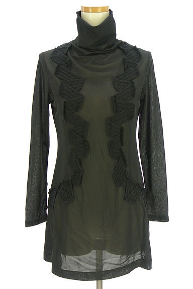 HIROKO BIS（ヒロコビス）の古着「リブニットラインテープ入りタートルネックシアーニットワンピース（ワンピース・チュニック）」大画像１へ