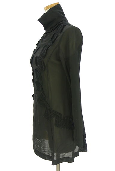 HIROKO BIS（ヒロコビス）の古着「リブニットラインテープ入りタートルネックシアーニットワンピース（ワンピース・チュニック）」大画像３へ