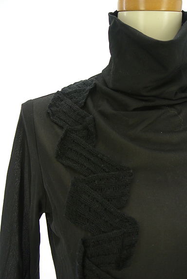 HIROKO BIS（ヒロコビス）の古着「リブニットラインテープ入りタートルネックシアーニットワンピース（ワンピース・チュニック）」大画像４へ