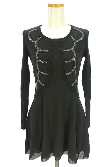 HIROKO BIS（ヒロコビス）の古着「リブ切替シアーニットワンピース（ワンピース・チュニック）」大画像１へ