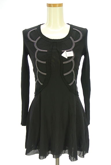 HIROKO BIS（ヒロコビス）の古着「リブ切替シアーニットワンピース（ワンピース・チュニック）」大画像４へ