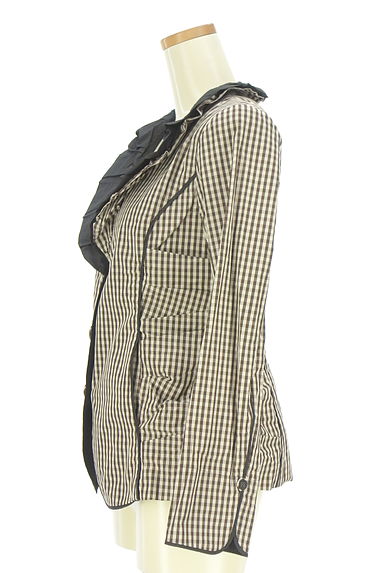 HIROKO KOSHINO（ヒロココシノ）の古着「チェック柄フリルカラージャケット（ジャケット）」大画像３へ