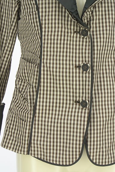 HIROKO KOSHINO（ヒロココシノ）の古着「チェック柄フリルカラージャケット（ジャケット）」大画像５へ