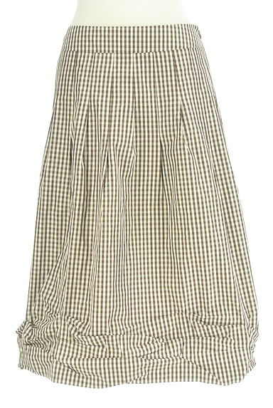 HIROKO KOSHINO（ヒロココシノ）の古着「ミディ丈ギンガムチェック柄フレアスカート（ロングスカート・マキシスカート）」大画像１へ