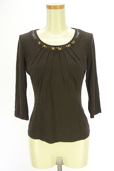 HIROKO BIS（ヒロコビス）の古着「ビジュー&スパンコール付き7分袖カットソー（カットソー・プルオーバー）」大画像１へ