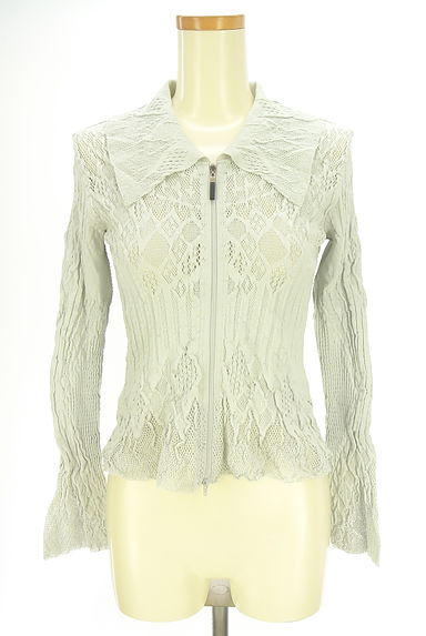 HIROKO BIS（ヒロコビス）の古着「ダブルジップ透かし編みニットカーディガン（カーディガン・ボレロ）」大画像１へ