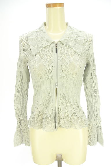 HIROKO BIS（ヒロコビス）の古着「ダブルジップ透かし編みニットカーディガン（カーディガン・ボレロ）」大画像４へ