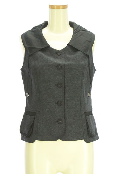 HIROKO BIS（ヒロコビス）の古着「ドロストカラーストレッチベスト（ベスト・ジレ）」大画像１へ