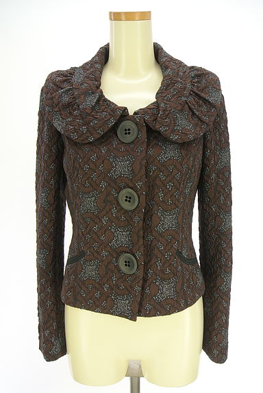 HIROKO KOSHINO（ヒロココシノ）の古着「ビッグカラーストレッチジャガードジャケット（ジャケット）」大画像１へ