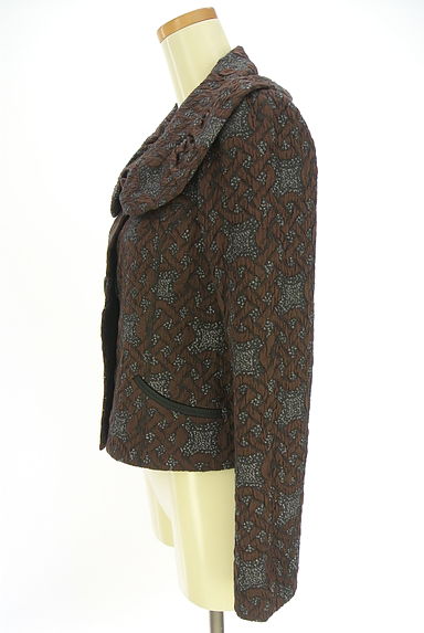 HIROKO KOSHINO（ヒロココシノ）の古着「ビッグカラーストレッチジャガードジャケット（ジャケット）」大画像３へ