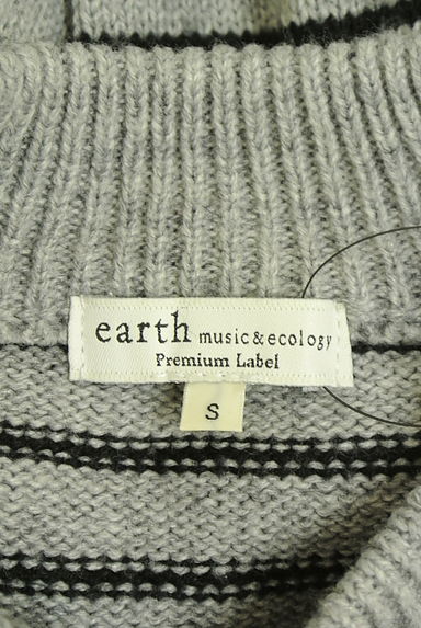earth music&ecology（アースミュージック＆エコロジー）の古着「パール付きボーダー柄ニットトップス（セーター）」大画像６へ