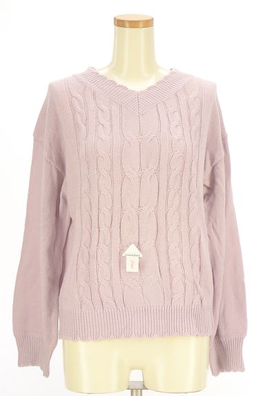 Feroux（フェルゥ）の古着「ケーブル編みVネックニットトップス（ニット）」大画像４へ