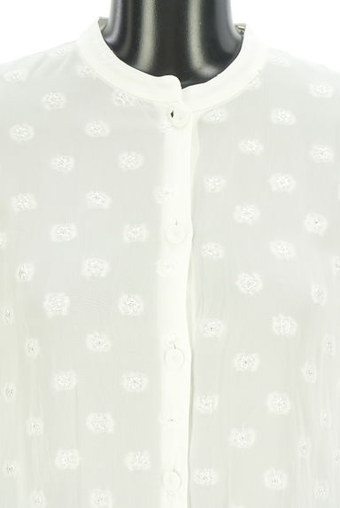 SHIPS（シップス）の古着「花柄刺しゅうノーカラーブラウス（ブラウス）」大画像４へ