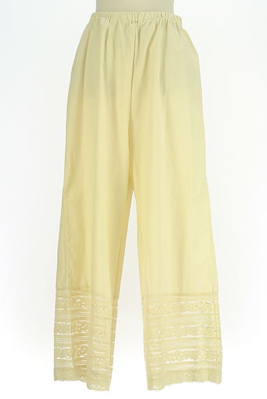 Samansa Mos2（サマンサモスモス）の古着「レース切替綿麻ワイドパンツ（パンツ）」大画像１へ
