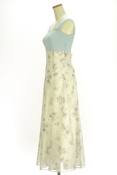 MERCURYDUO（マーキュリーデュオ）の古着「リブニット×花柄シアー切替ノースリワンピース（ワンピース・チュニック）」大画像３へ