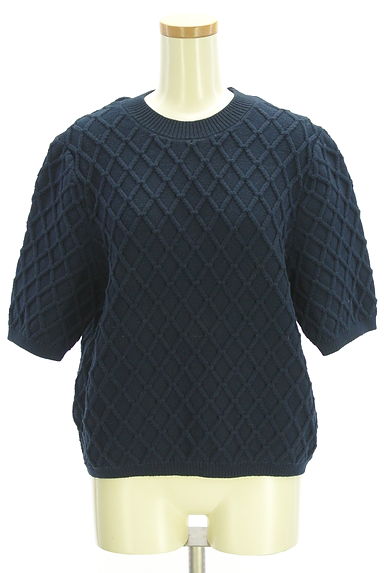 TOMORROWLAND（トゥモローランド）の古着「MACPHEE 半そでひし形模様編みニットトップス（セーター）」大画像１へ