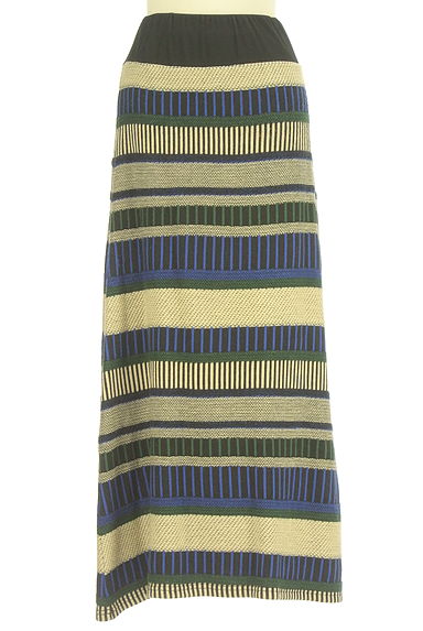 antiqua（アンティカ）の古着「マルチボーダーロングニットスカート（ロングスカート・マキシスカート）」大画像１へ