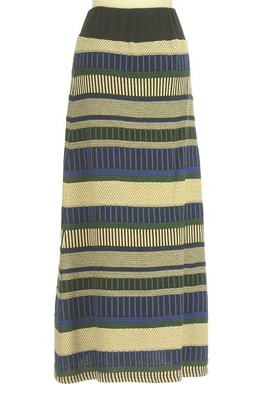antiqua（アンティカ）の古着「マルチボーダーロングニットスカート（ロングスカート・マキシスカート）」大画像２へ