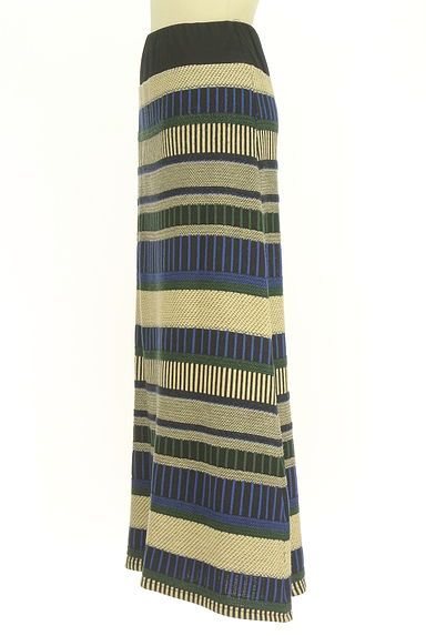 antiqua（アンティカ）の古着「マルチボーダーロングニットスカート（ロングスカート・マキシスカート）」大画像３へ
