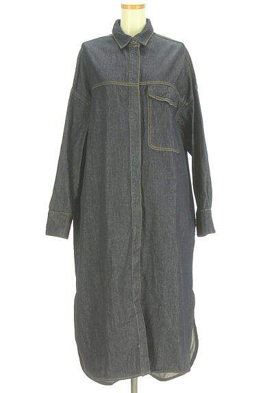 antiqua（アンティカ）の古着「ロングデニムシャツワンピース（ワンピース・チュニック）」大画像１へ