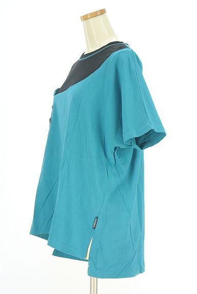 drug store's（ドラッグストアーズ）の古着「ブタ刺繍入りドルマンバイカラーTシャツ（Ｔシャツ）」大画像３へ