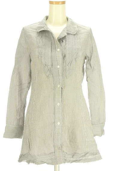 クリックで大画像表示 HIROKO BIS(ヒロコビス)の古着「ストライプ柄スキッパーブラウス(ブラウス)」大画像1へ