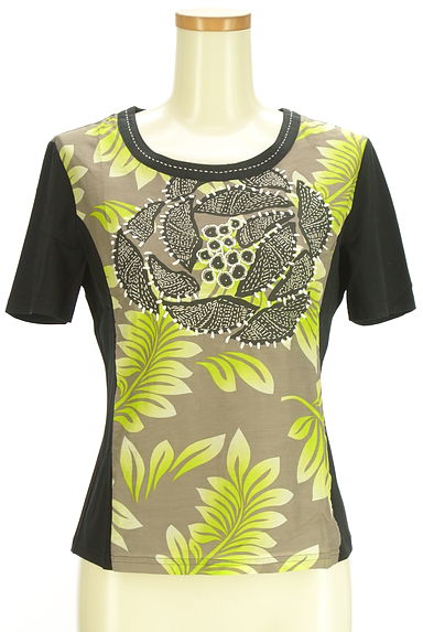 クリックで大画像表示 HIROKO BIS(ヒロコビス)の古着「ボタニカル柄切替半そでカットソー(カットソー・プルオーバー)」大画像1へ