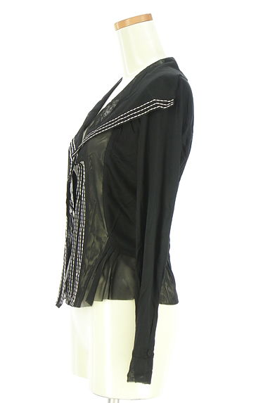 HIROKO BIS（ヒロコビス）の古着「チュール切替ビッグカラーカーディガン（カーディガン・ボレロ）」大画像３へ