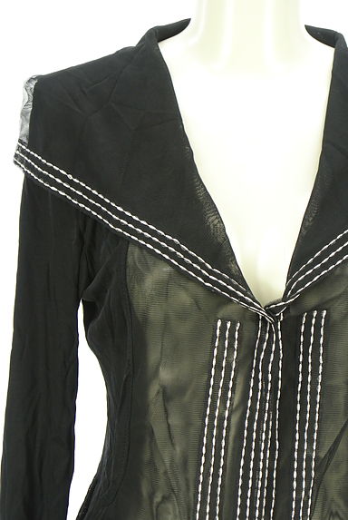 HIROKO BIS（ヒロコビス）の古着「チュール切替ビッグカラーカーディガン（カーディガン・ボレロ）」大画像４へ