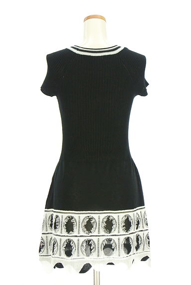 HIROKO BIS（ヒロコビス）の古着「モノトーン膝上ニットワンピース（ワンピース・チュニック）」大画像２へ