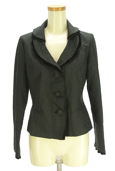 クリックで大画像表示 HIROKO KOSHINO(ヒロココシノ)の古着「フリル襟花柄ジャガードジャケット(ジャケット)」大画像1へ