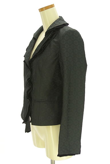 クリックで大画像表示 HIROKO KOSHINO(ヒロココシノ)の古着「フリル襟花柄ジャガードジャケット(ジャケット)」大画像3へ