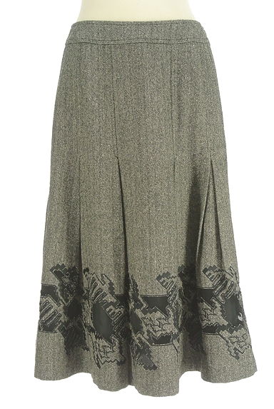 HIROKO BIS（ヒロコビス）の古着「裾刺繍チュールウール混スカート（ロングスカート・マキシスカート）」大画像１へ