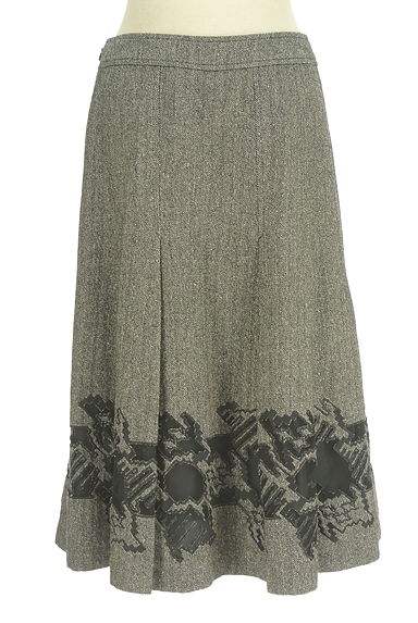 HIROKO BIS（ヒロコビス）の古着「裾刺繍チュールウール混スカート（ロングスカート・マキシスカート）」大画像２へ