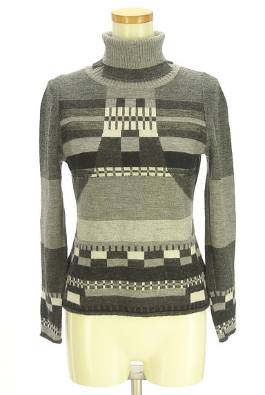 クリックで大画像表示 HIROKO BIS(ヒロコビス)の古着「幾何学模様タートルネックニットトップス(ニット)」大画像1へ
