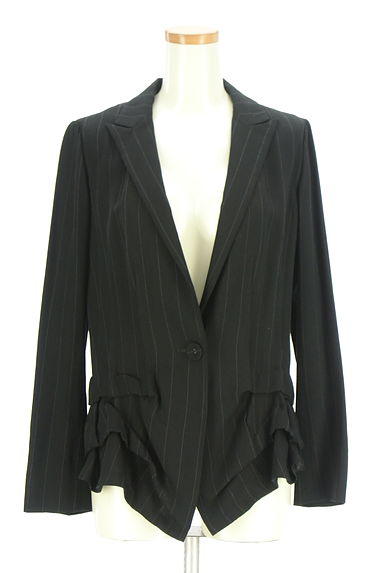 HIROKO KOSHINO（ヒロココシノ）の古着「サイドフリルストライプテーラードジャケット（ジャケット）」大画像１へ