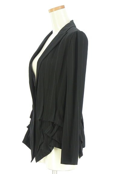 HIROKO KOSHINO（ヒロココシノ）の古着「サイドフリルストライプテーラードジャケット（ジャケット）」大画像３へ