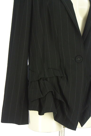 HIROKO KOSHINO（ヒロココシノ）の古着「サイドフリルストライプテーラードジャケット（ジャケット）」大画像４へ